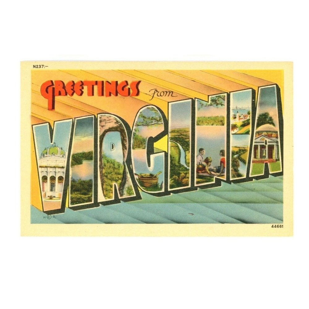 Vintage Postcard Greetings From Virginia USA States Postcard Unposted Travel